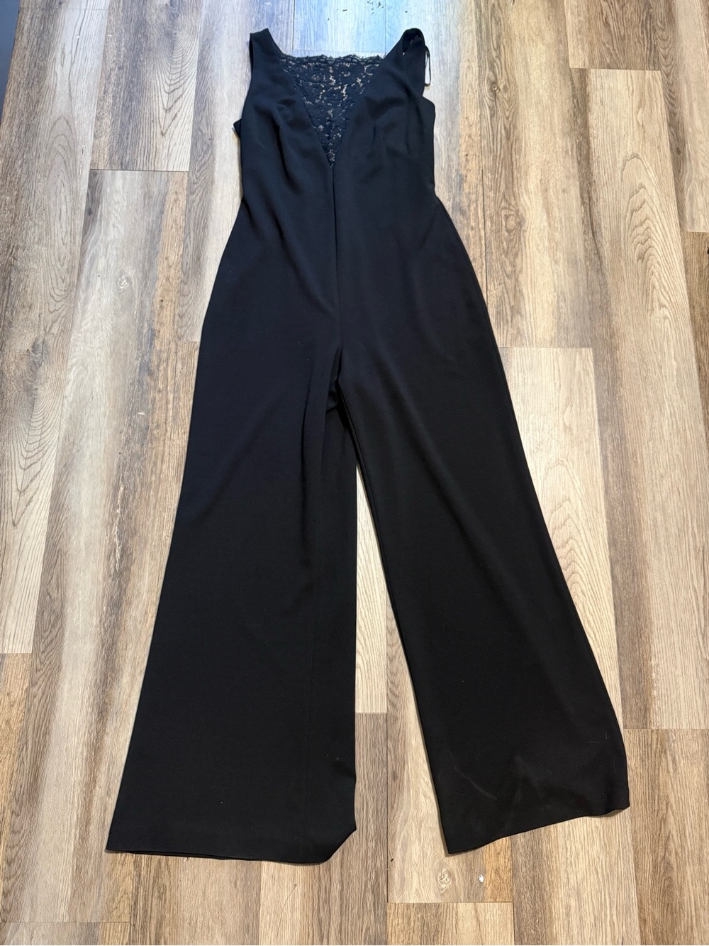 Calvin Klein Black Lace-Trim Wide-Leg Jumpsuit